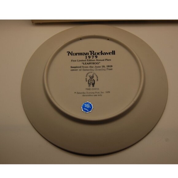 Norman Rockwell First Edition 1979 Annual Plate "Leap Frog" Limited Edition NEW - Picture 4 of 4